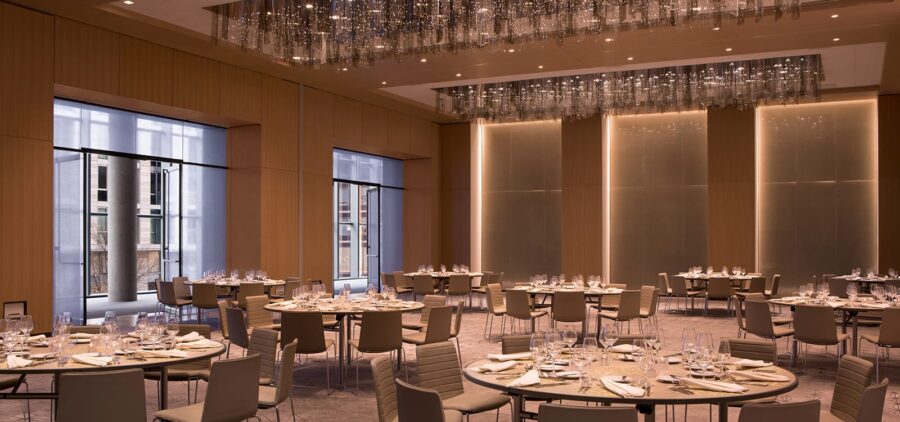 Creators of custom laminated art glass, Archetype Glass design the glass for the Conrad Washington Ballroom