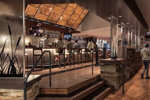 A rendering of the Kankakee Grille from Harbor Country News, featuring Archetype Glass' custom textured art glass partition walls