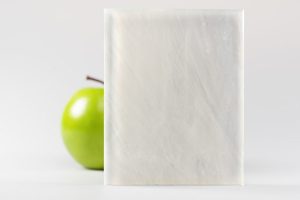 A sample of the "Snowfall" custom laminated textured art glass