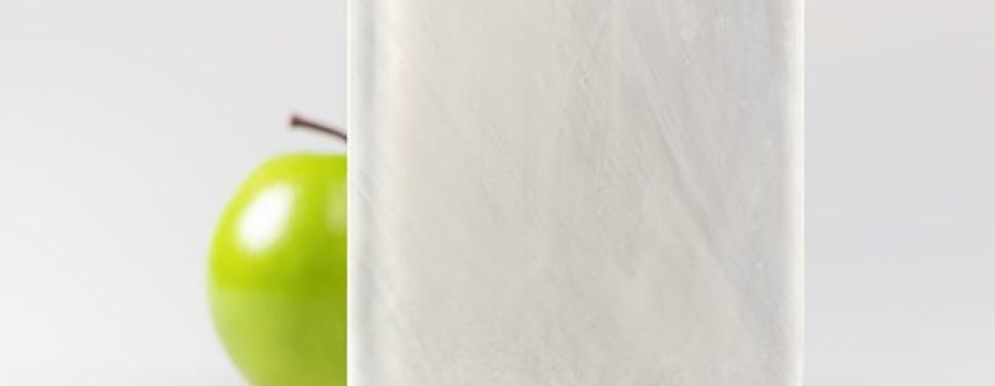 A sample of the "Snowfall" custom laminated textured art glass