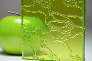 A full banner of the retro green custom laminated glass RN-8259, crafted by Archetype Glass for the Q2 2022 QSP