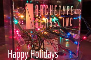 The 2022 Archetype Glass Holiday image, featuring our materials library sample box