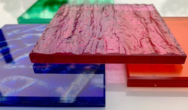 Custom laminated color glass, crafted by Archetype Glass for the Quarterly Subscription Program's Fourth Quarter Collection