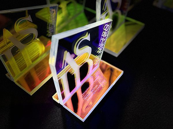 The NY ASID trophy, created by custom laminated glass manufacturer Archetype Glass